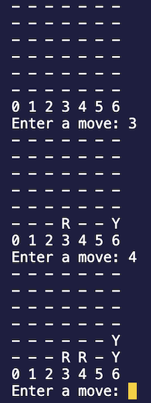 Playing Connect Four in the terminal against AI